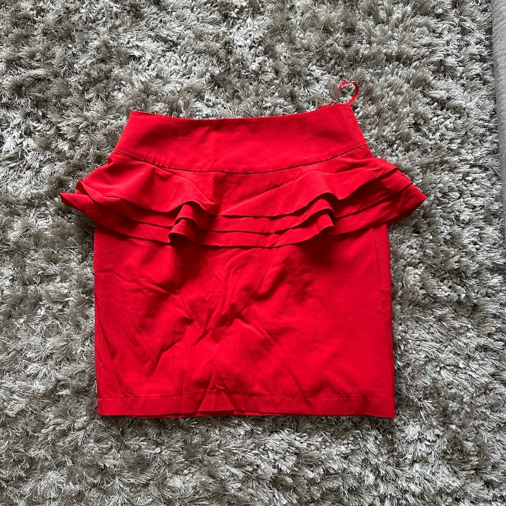 Ark & Co Tomato red Peplum Mimi skirt. Size L